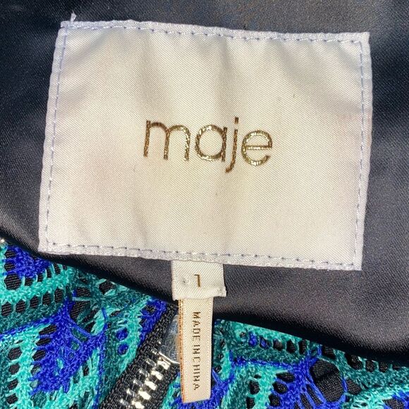 MAJE Mira Multicolor Lace Bomber Jacket Size XS/S - Picture 6 of 7